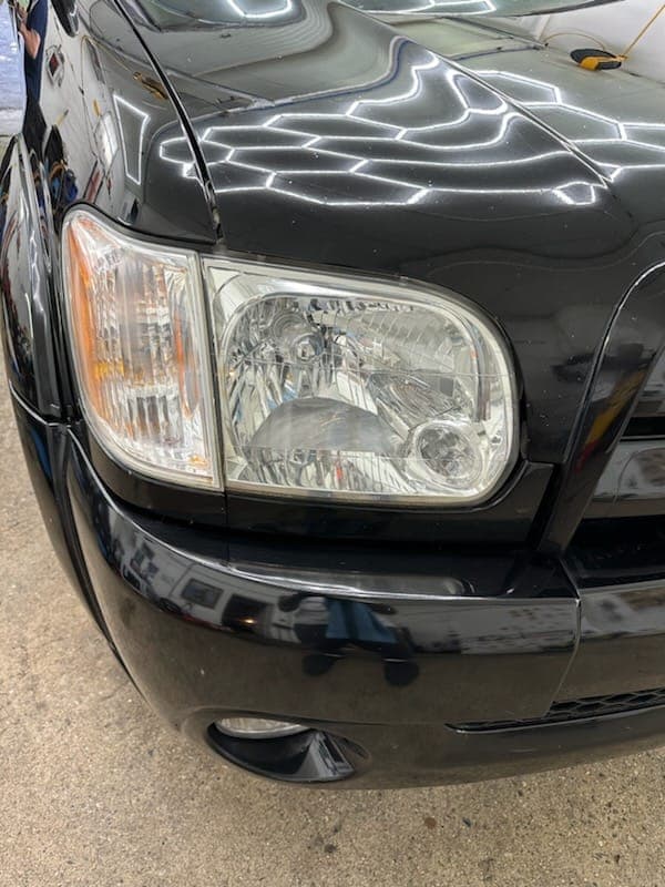 after picture of a clean headlight